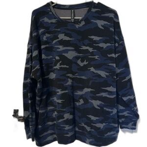 Athleta studio to street blue camo pullover size 1x